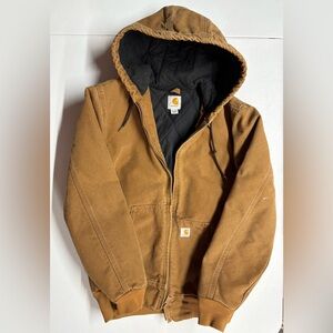 Women’s Carhartt Brown Duck Active Jacket Quilted Lined Hooded Zip Workwear Coat